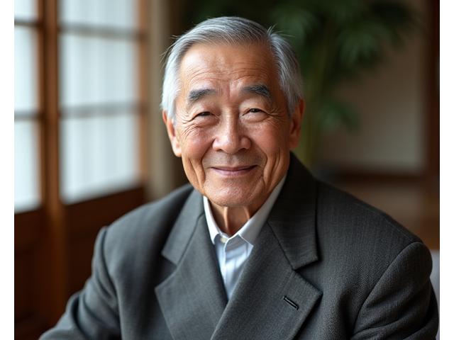 笑顔で座る団塊の世代男性のポートレート